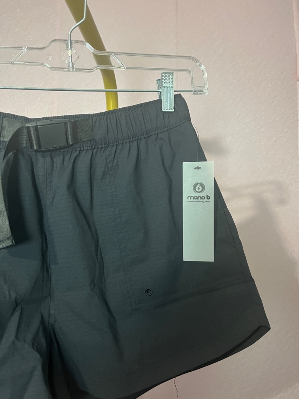 Mono B Black Athletic Shorts with Built-In Belt - Picture 3 of 6